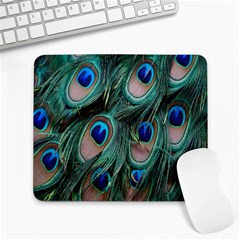 Peacock-feathers,blue2 Large Mousepad by nateshop