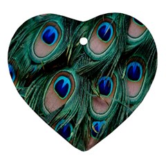 Peacock-feathers,blue2 Ornament (heart)