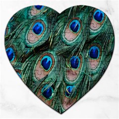 Peacock-feathers,blue2 Jigsaw Puzzle (heart) by nateshop