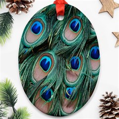 Peacock-feathers,blue2 Oval Ornament (two Sides) by nateshop