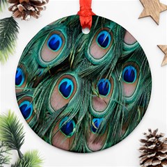 Peacock-feathers,blue2 Round Ornament (two Sides) by nateshop