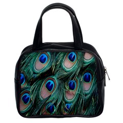 Peacock-feathers,blue2 Classic Handbag (two Sides) by nateshop