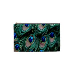 Peacock-feathers,blue2 Cosmetic Bag (small) by nateshop