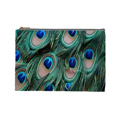 Peacock-feathers,blue2 Cosmetic Bag (large) by nateshop