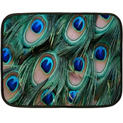 Peacock-feathers,blue2 Two Sides Fleece Blanket (mini) by nateshop