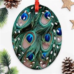 Peacock-feathers,blue2 Ornament (oval Filigree) by nateshop