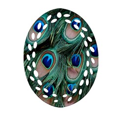 Peacock-feathers,blue2 Oval Filigree Ornament (two Sides) by nateshop