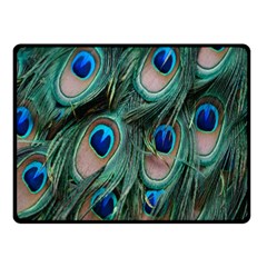 Peacock-feathers,blue2 Two Sides Fleece Blanket (small) by nateshop