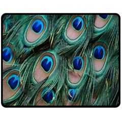 Peacock-feathers,blue2 Two Sides Fleece Blanket (medium) by nateshop