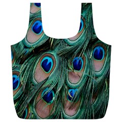 Peacock-feathers,blue2 Full Print Recycle Bag (xl) by nateshop