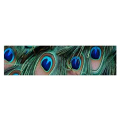 Peacock-feathers,blue2 Oblong Satin Scarf (16  X 60 ) by nateshop