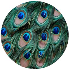 Peacock-feathers,blue2 Wooden Bottle Opener (round) by nateshop