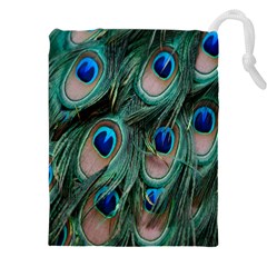 Peacock-feathers,blue2 Drawstring Pouch (5xl) by nateshop