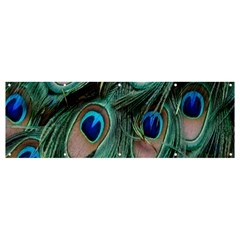 Peacock-feathers,blue2 Banner And Sign 12  X 4  by nateshop