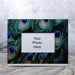 Peacock-feathers,blue2 White Tabletop Photo Frame 4 x6 