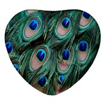 Peacock-feathers,blue2 Heart Glass Fridge Magnet (4 pack) Front