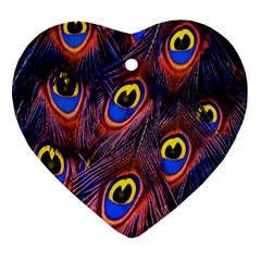 Peacock-feathers,blue,yellow Ornament (heart)