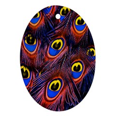 Peacock-feathers,blue,yellow Ornament (oval)