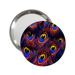 Peacock-feathers,blue,yellow 2 25  Handbag Mirrors by nateshop