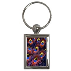 Peacock-feathers,blue,yellow Key Chain (rectangle) by nateshop