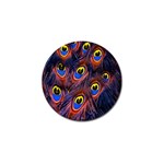 Peacock-feathers,blue,yellow Golf Ball Marker (4 pack) Front