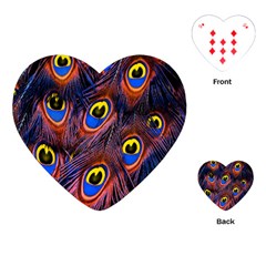 Peacock-feathers,blue,yellow Playing Cards Single Design (heart) by nateshop