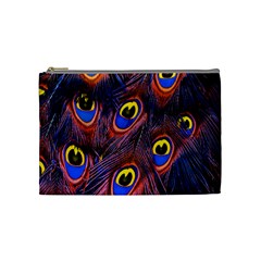 Peacock-feathers,blue,yellow Cosmetic Bag (medium) by nateshop