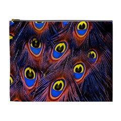 Peacock-feathers,blue,yellow Cosmetic Bag (xl) by nateshop