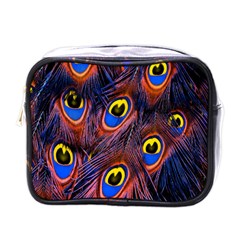 Peacock-feathers,blue,yellow Mini Toiletries Bag (one Side) by nateshop