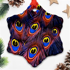 Peacock-feathers,blue,yellow Ornament (snowflake)