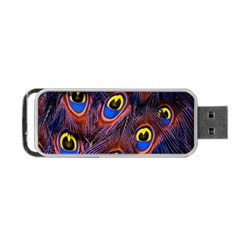 Peacock-feathers,blue,yellow Portable Usb Flash (one Side) by nateshop