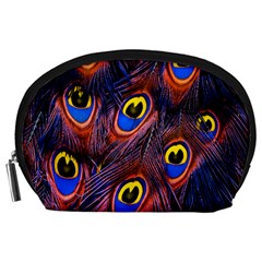 Peacock-feathers,blue,yellow Accessory Pouch (large) by nateshop