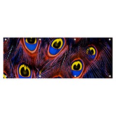 Peacock-feathers,blue,yellow Banner And Sign 8  X 3  by nateshop