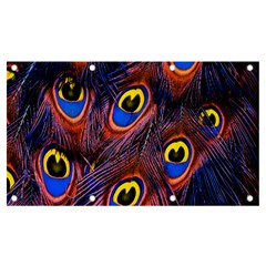 Peacock-feathers,blue,yellow Banner And Sign 7  X 4  by nateshop