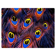 Peacock-feathers,blue,yellow Premium Plush Fleece Blanket (extra Small) by nateshop