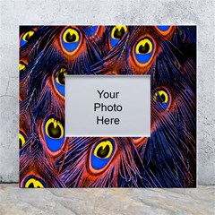 Peacock-feathers,blue,yellow White Wall Photo Frame 5  X 7  by nateshop