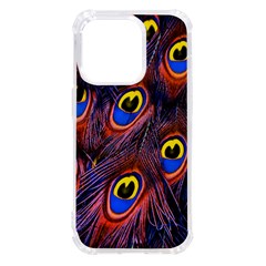 Peacock-feathers,blue,yellow Iphone 14 Pro Tpu Uv Print Case