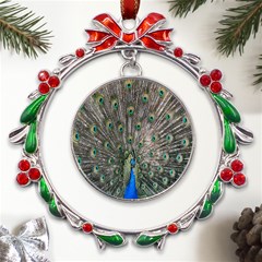 Peacock-feathers1 Metal X mas Wreath Ribbon Ornament by nateshop