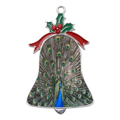 Peacock-feathers1 Metal Holly Leaf Bell Ornament by nateshop