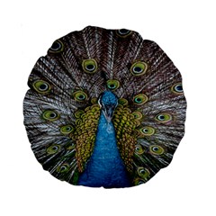 Peacock-feathers2 Standard 15  Premium Round Cushions by nateshop