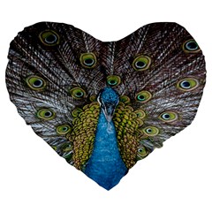 Peacock-feathers2 Large 19  Premium Heart Shape Cushions by nateshop