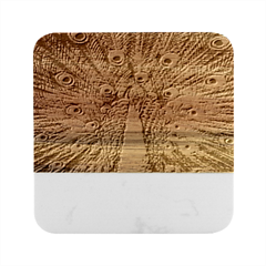 Peacock-feathers2 Marble Wood Coaster (square) by nateshop