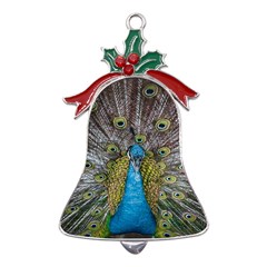 Peacock-feathers2 Metal Holly Leaf Bell Ornament by nateshop