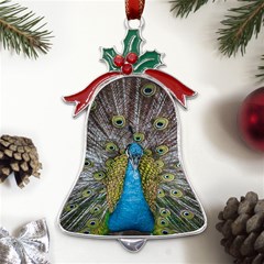 Peacock-feathers2 Metal Holly Leaf Bell Ornament by nateshop