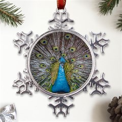 Peacock-feathers2 Metal Large Snowflake Ornament by nateshop