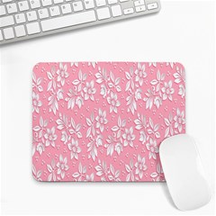 Pink Texture With White Flowers, Pink Floral Background Small Mousepad by nateshop