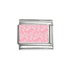 Pink Texture With White Flowers, Pink Floral Background Italian Charm (9mm) by nateshop