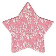 Pink Texture With White Flowers, Pink Floral Background Ornament (star)