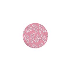 Pink Texture With White Flowers, Pink Floral Background 1  Mini Buttons by nateshop