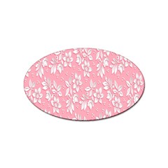 Pink Texture With White Flowers, Pink Floral Background Sticker Oval (10 Pack) by nateshop